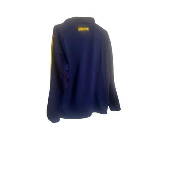 Adidas Mens Navy Blue Yellow Long Sleeve Stripe Training Pullover Top Size Large - Picture 2 of 13